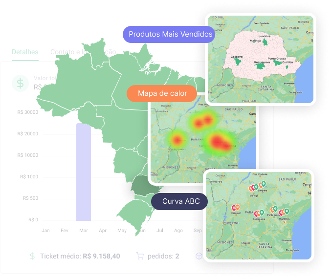 Tela com imagens de mapas